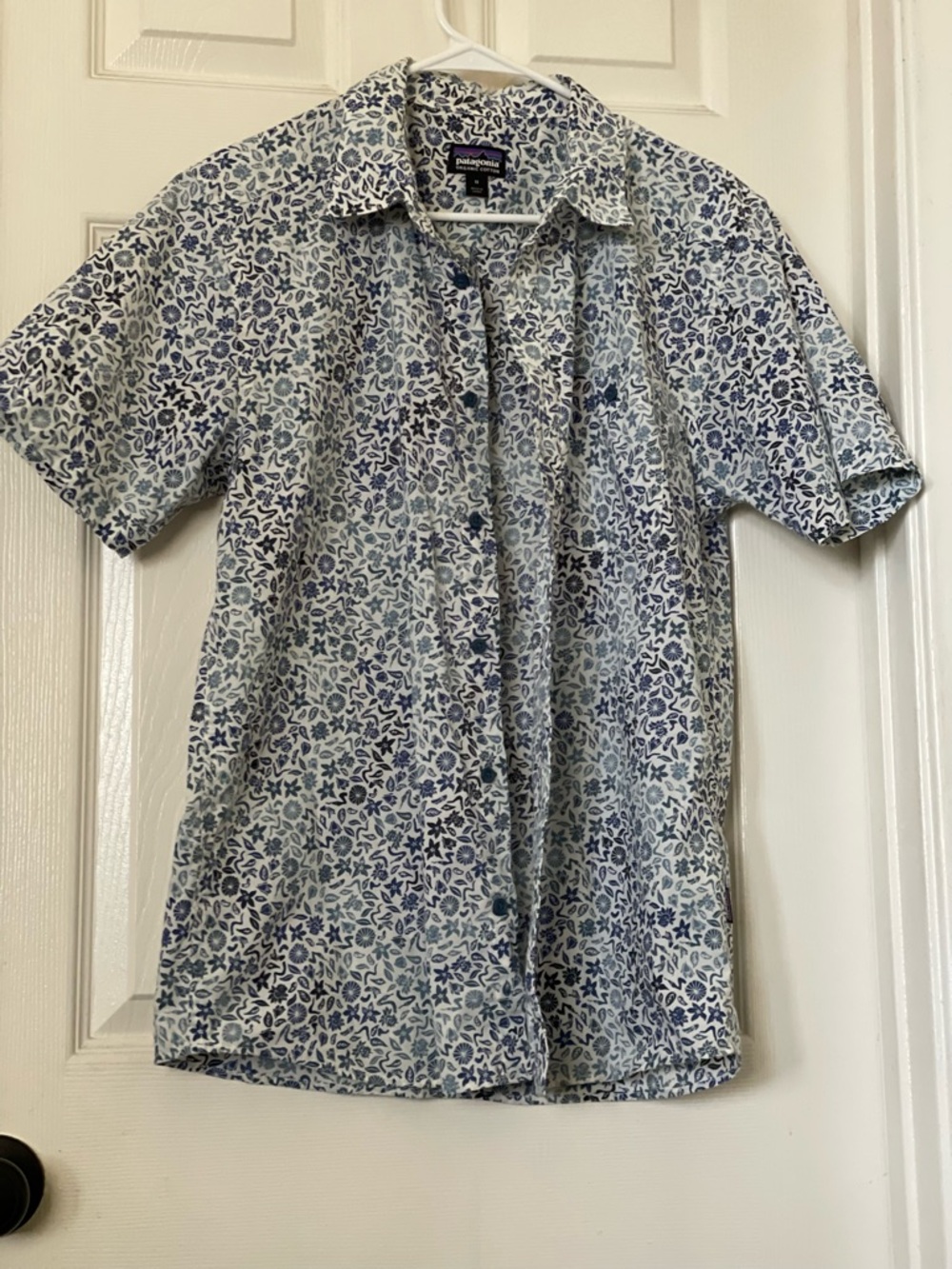 Patagonia Short-Sleeve Button-Down Shirt - Blue Floral on White